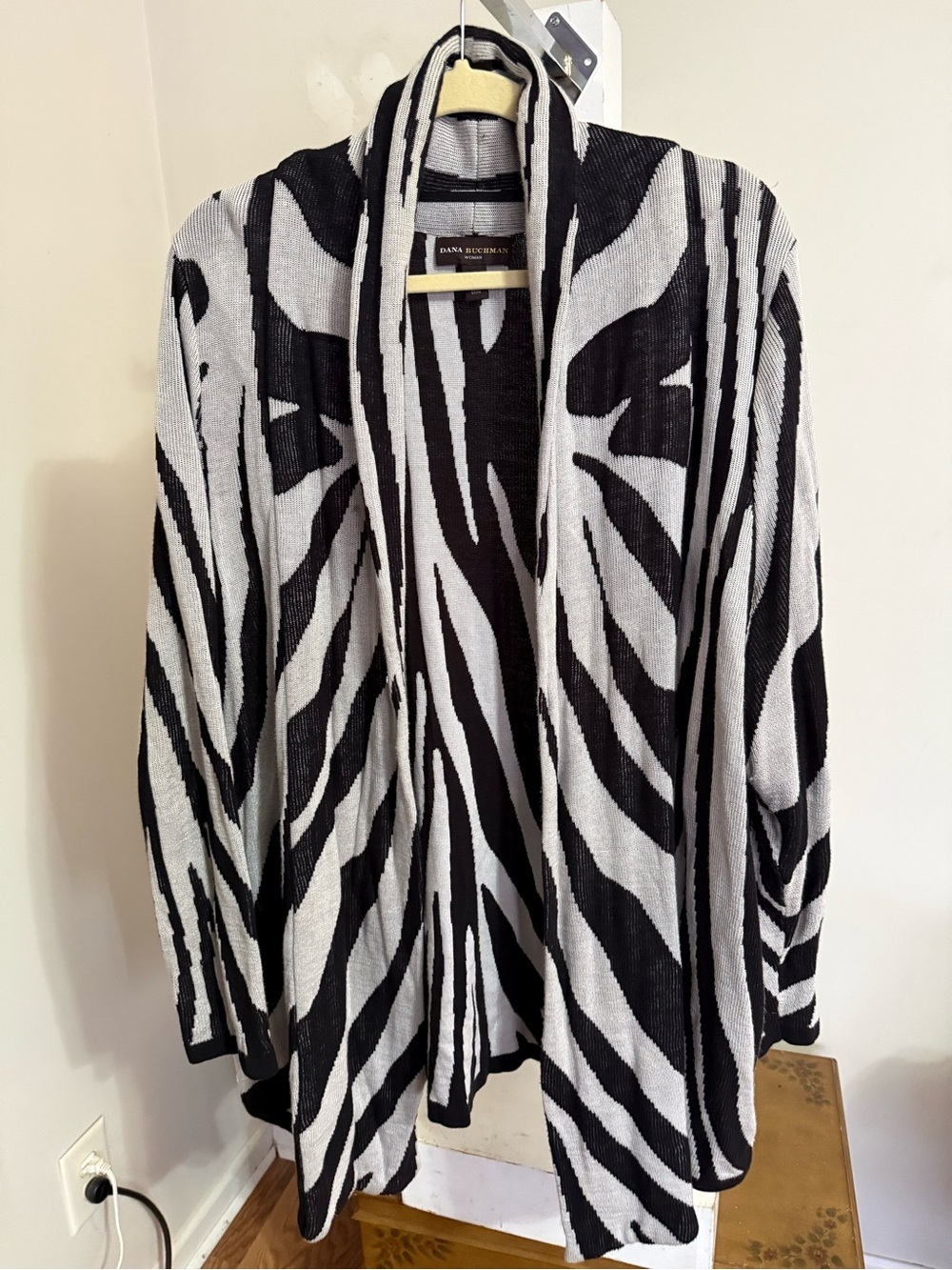Dana Buchman Open Front Zebra Print Cardigan